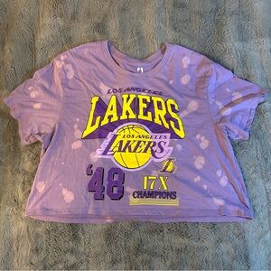 Los Angeles Lakers Purple Tie-Dye Crop T-Shirt
